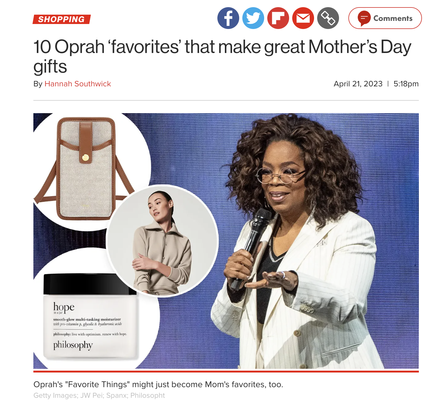 Page Six Feature | Rivet Utility in Oprah's 10 Favorite Mother's Day Gifts of 2023